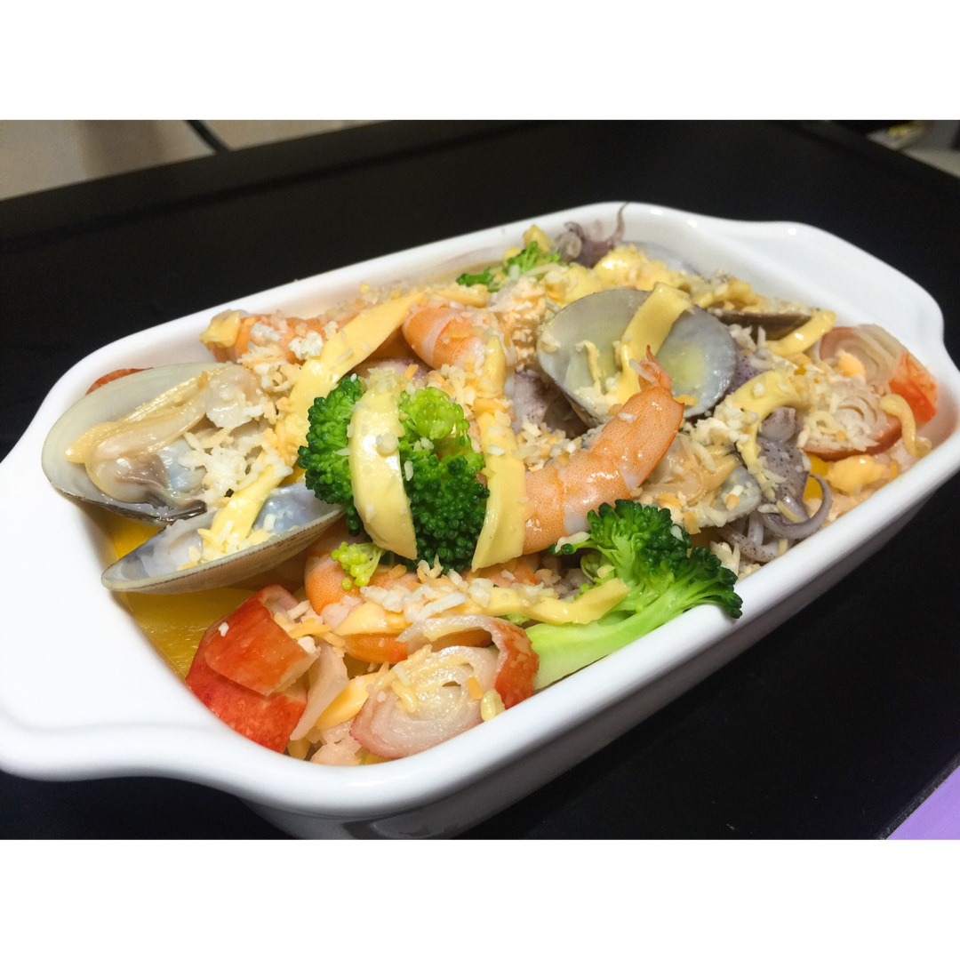 #视频#德普烤箱食谱：海鲜焗饭