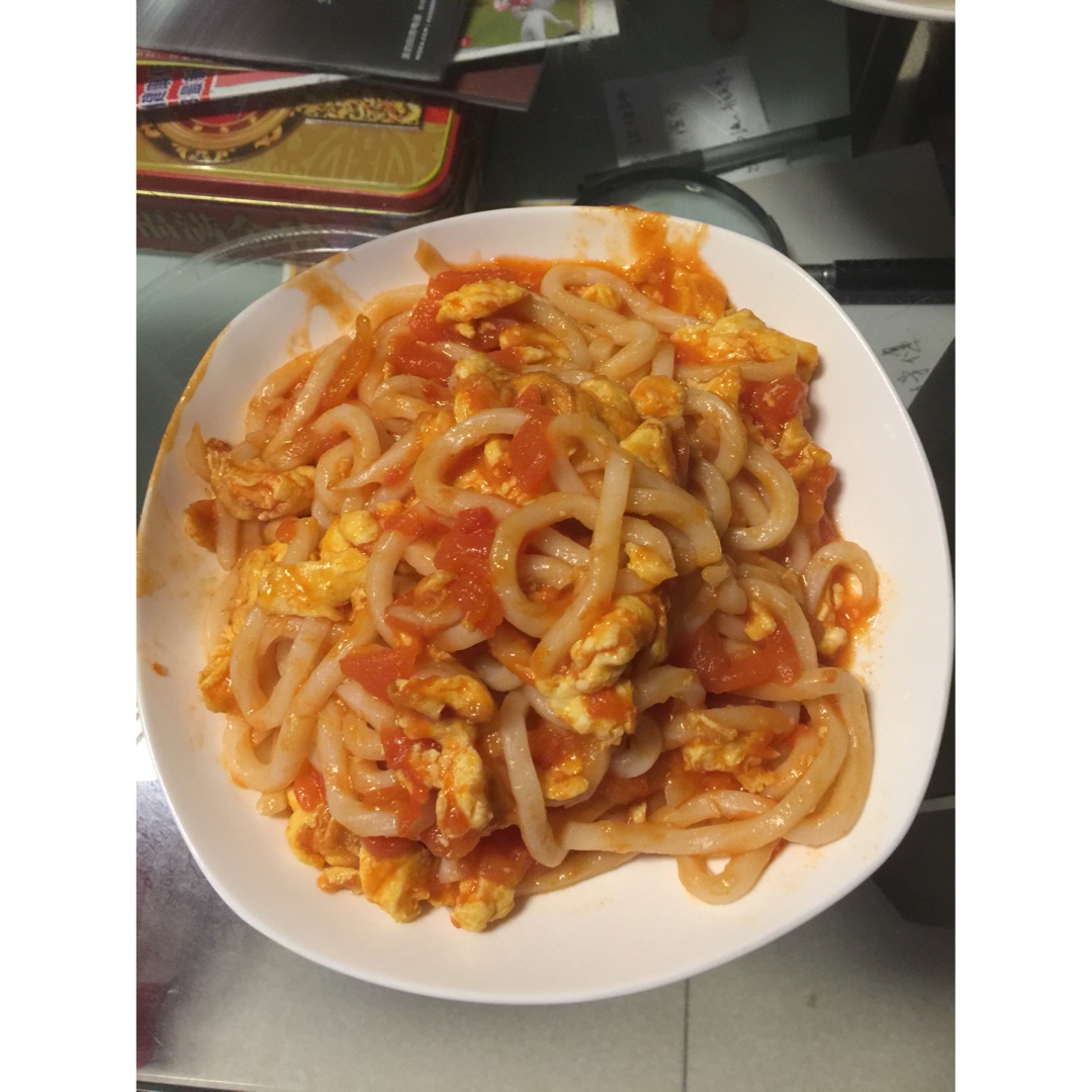 番茄鸡蛋乌冬面