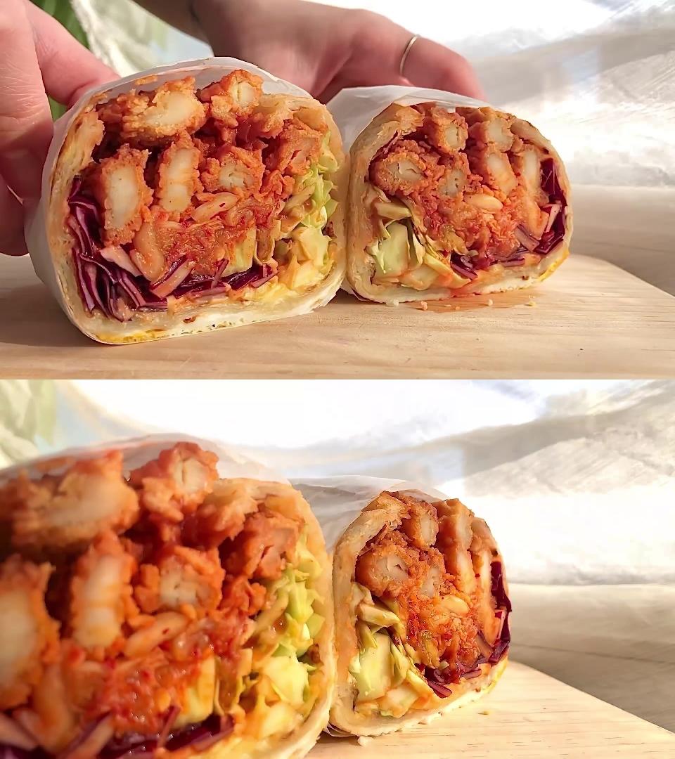 颜值兼美味担当：泡菜炸鸡卷饼的做法