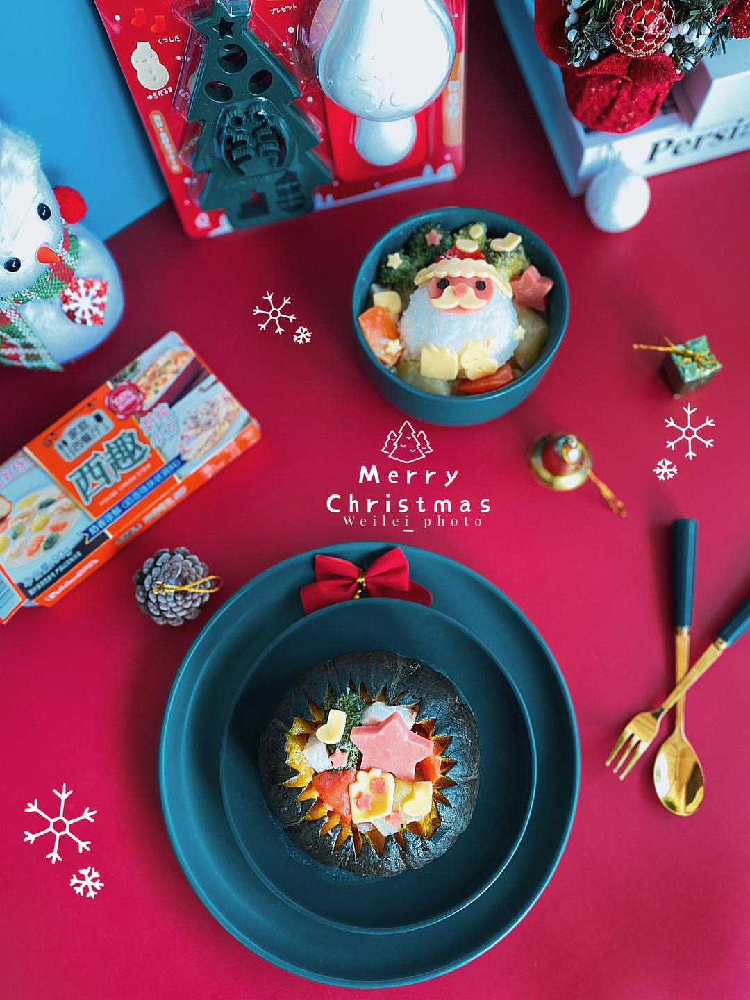 🎄圣诞奶油浓汤南瓜碗&圣诞老人饭团🎅的做法