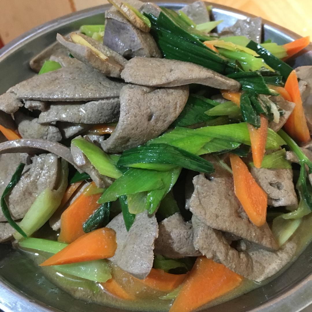 未然微凉做的大蒜炒猪肝