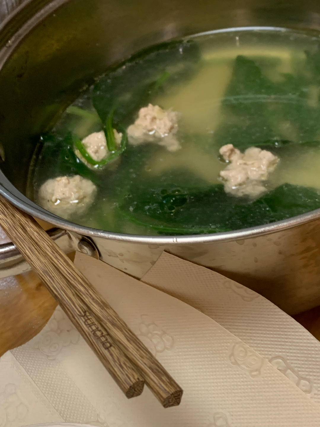 菠菜小肉圆汤