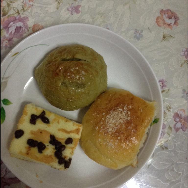 抹茶豆沙小面包（无油脂）