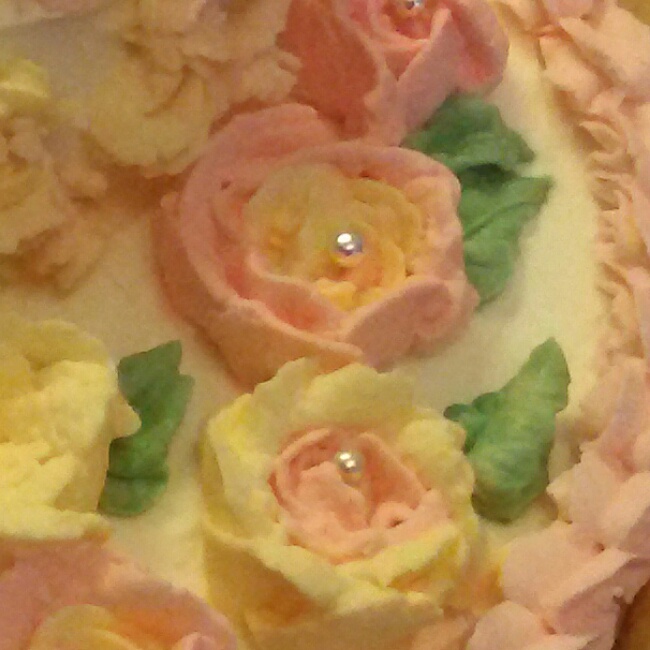 玫瑰花奶油生日蛋糕