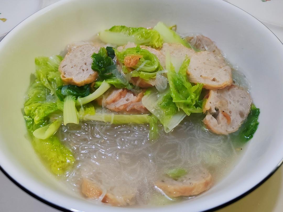 小白菜粉丝鱼蛋汤