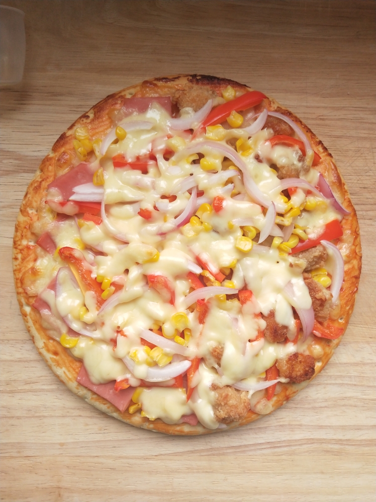 鸡米花和火腿双拼披萨的做法 步骤6