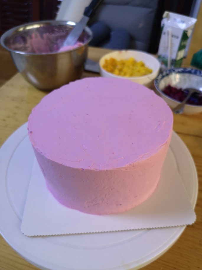 自制天然色素 粉色 生日蛋糕裱花的做法 步骤7
