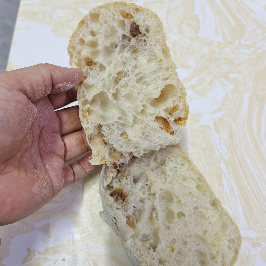 超级简单点恰巴塔配方！免揉面也有大气孔💞