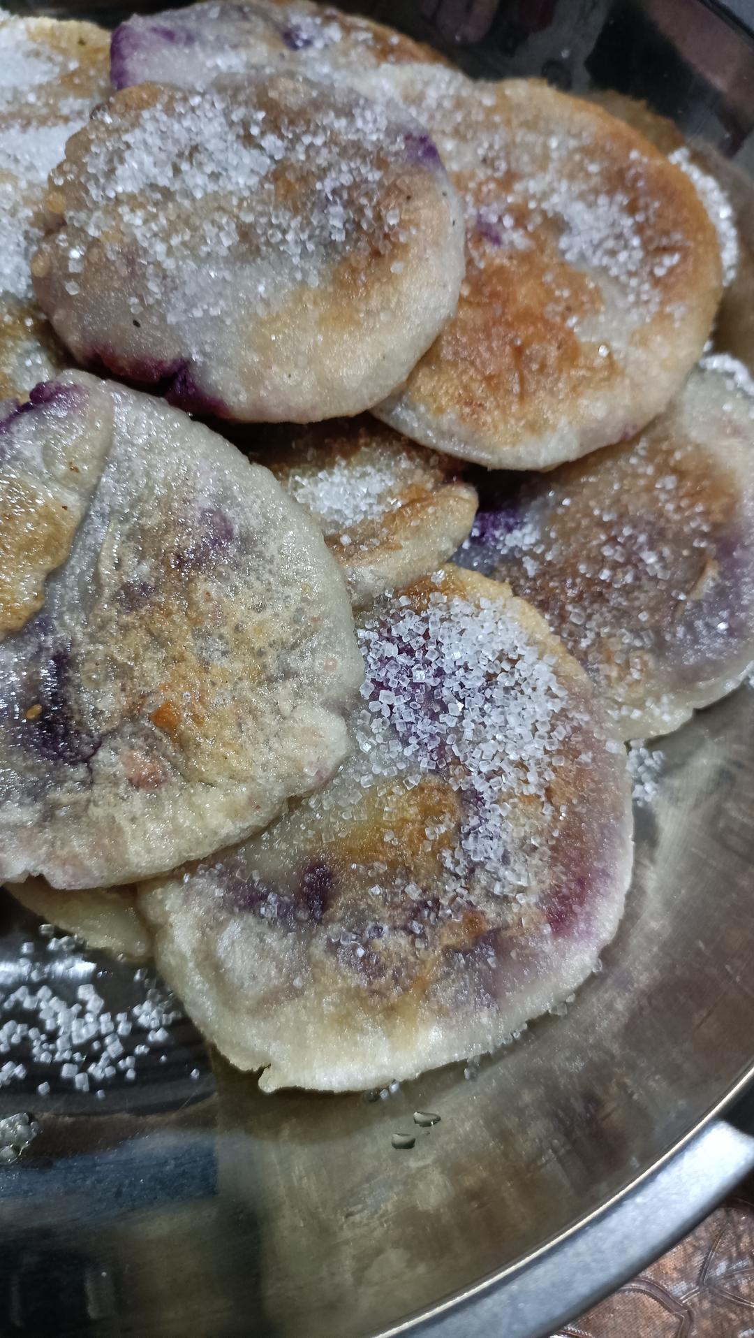 软糯香甜❗️平底锅奶香紫薯糯米饼