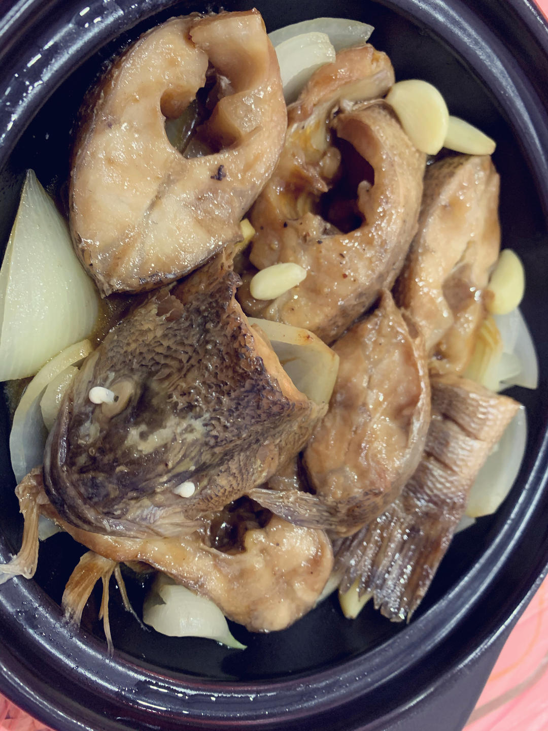 葱香焗鲈鱼