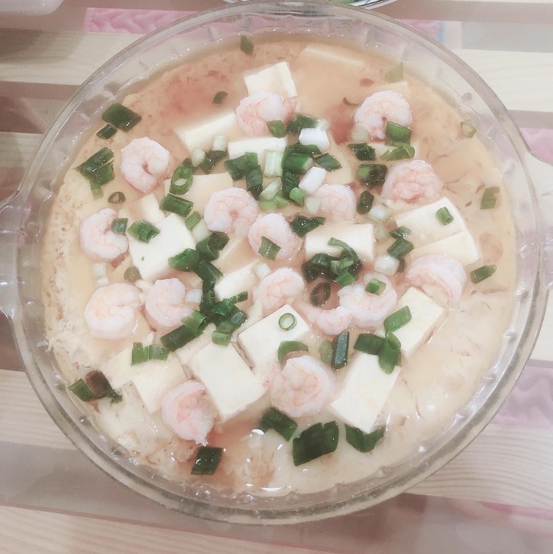 虾仁豆腐蒸水蛋