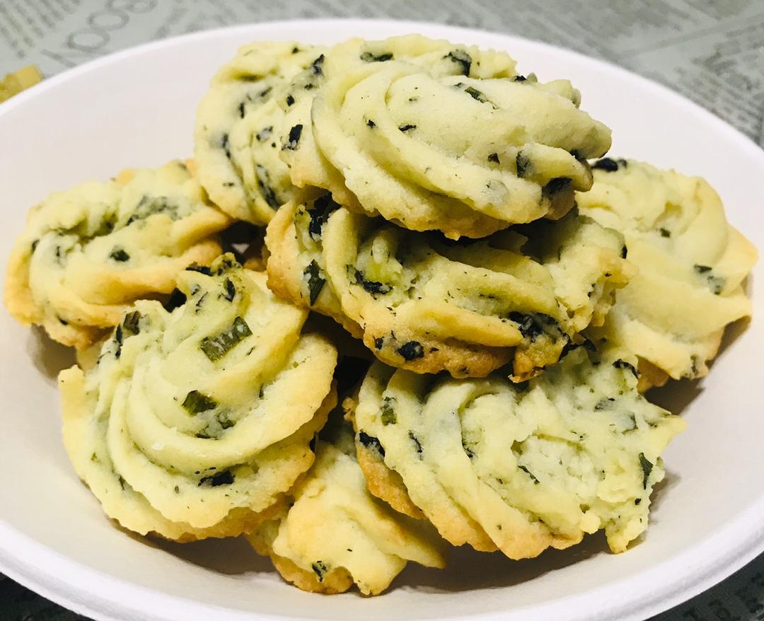 鲜酥咸香的香葱海苔饼干——葱香曲奇plus版/烘焙视频饼干篇7