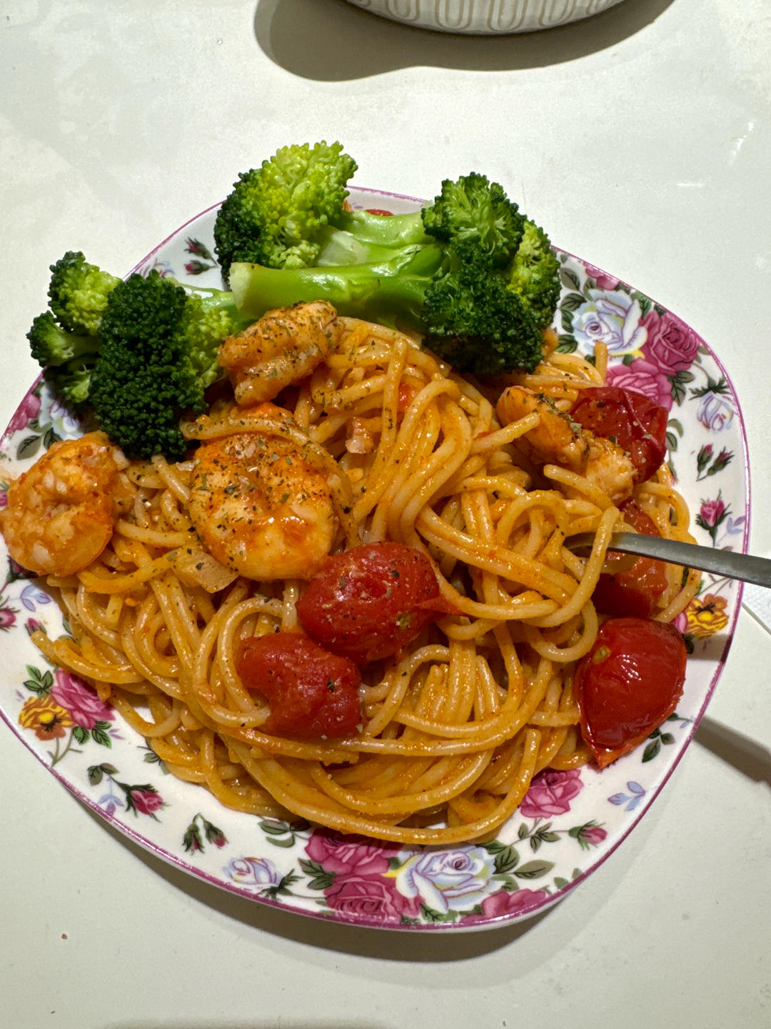 快手浓香❗️低脂番茄大虾意面🍝