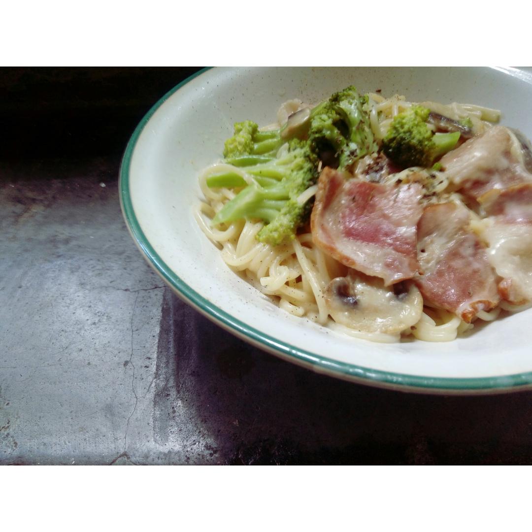 奶油蘑菇培根意大利面