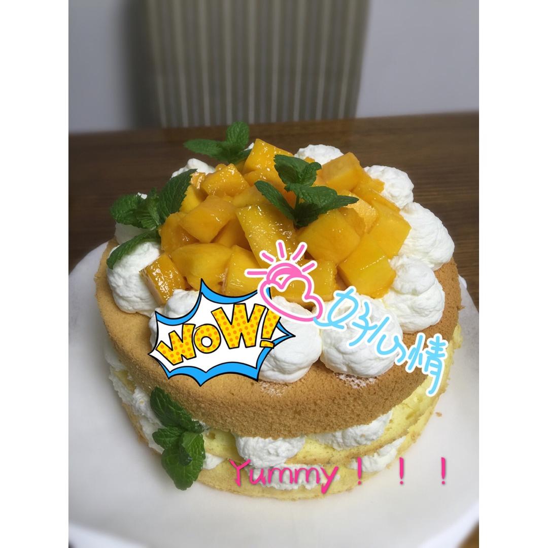 【零失败】不会裱花没关系的水果裸蛋糕 芒果裸蛋糕 完美戚风胚