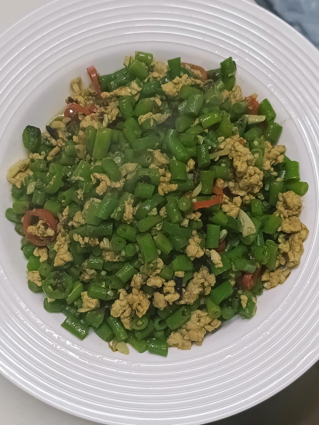 辣炒肉末芽菜豆角