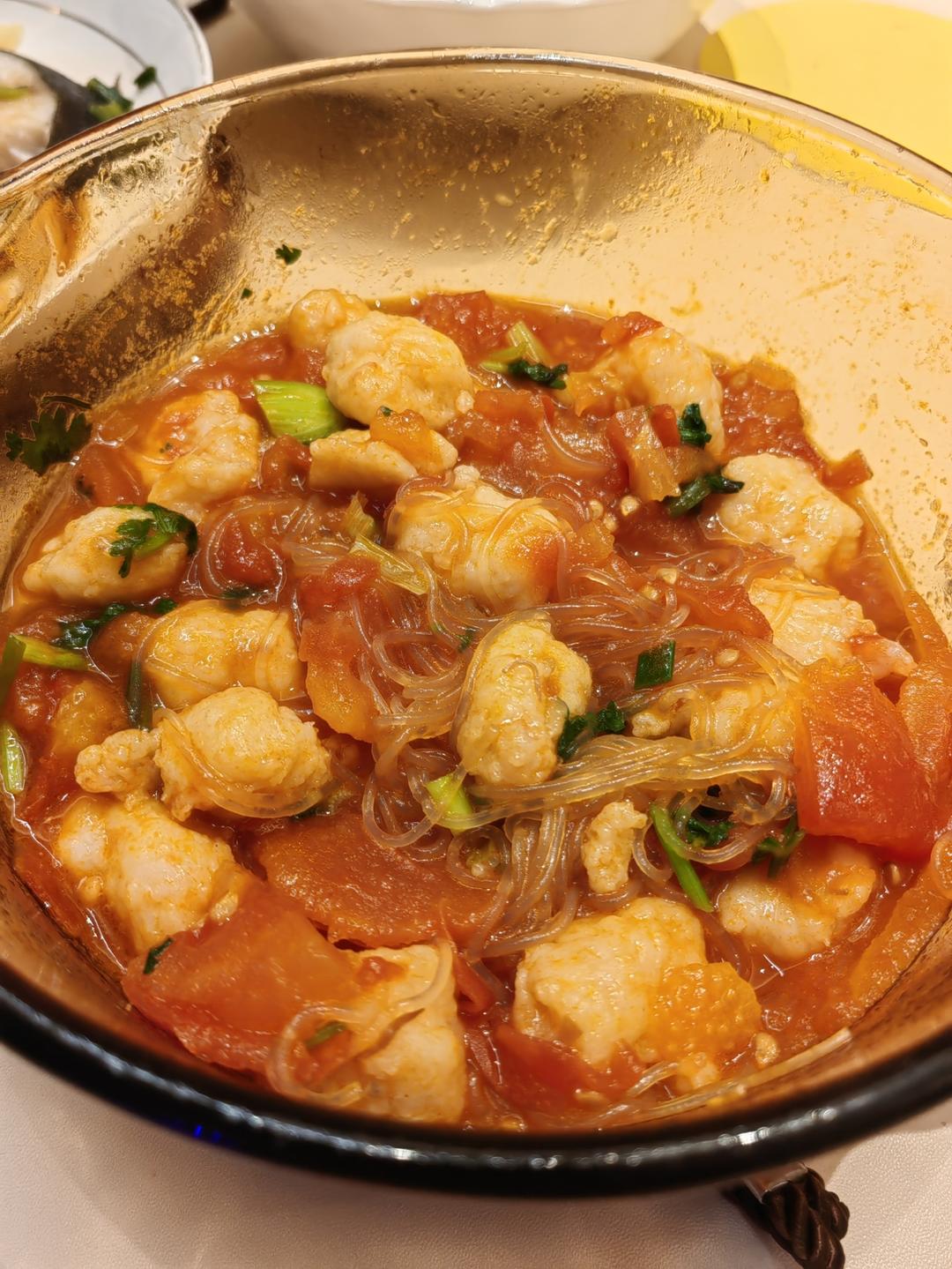 火爆餐厅的番茄虾滑粉丝煲，鲜香美味又下饭