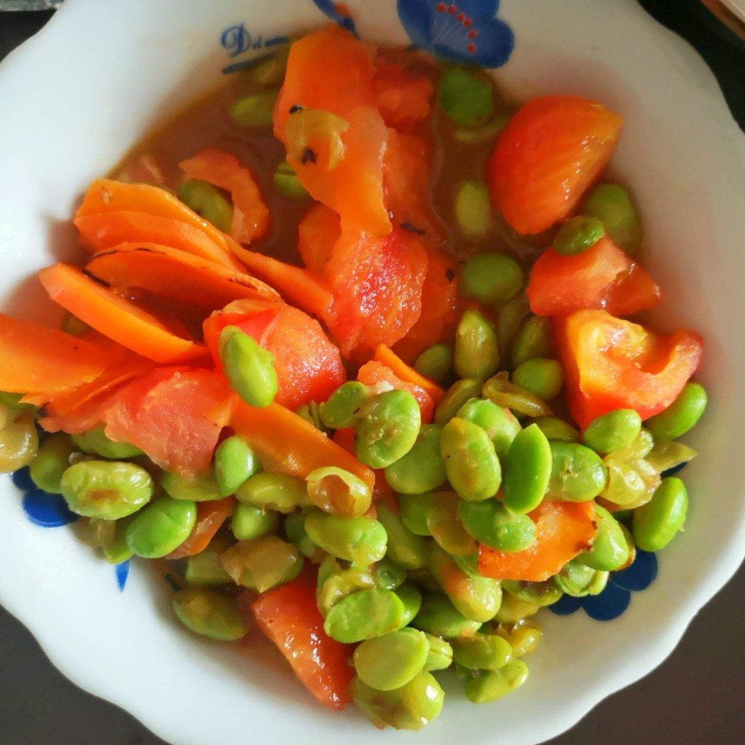 肉末番茄烧毛豆