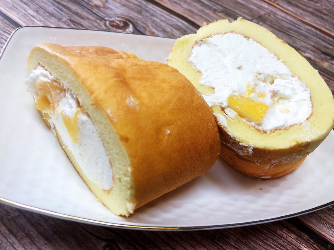 芒果蛋糕卷（详细的小四卷制作视频）
