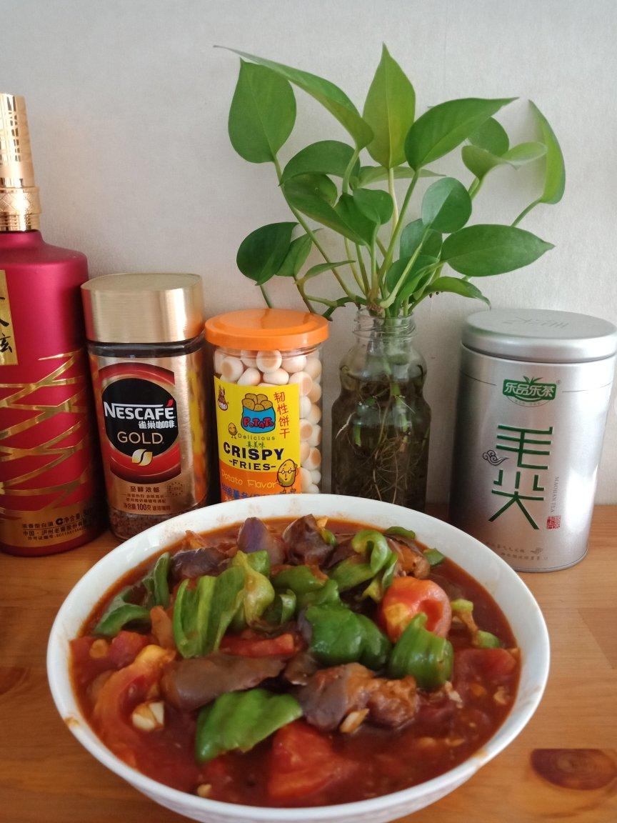 5分钟快手下饭菜#番茄炒茄子🍅番茄家族