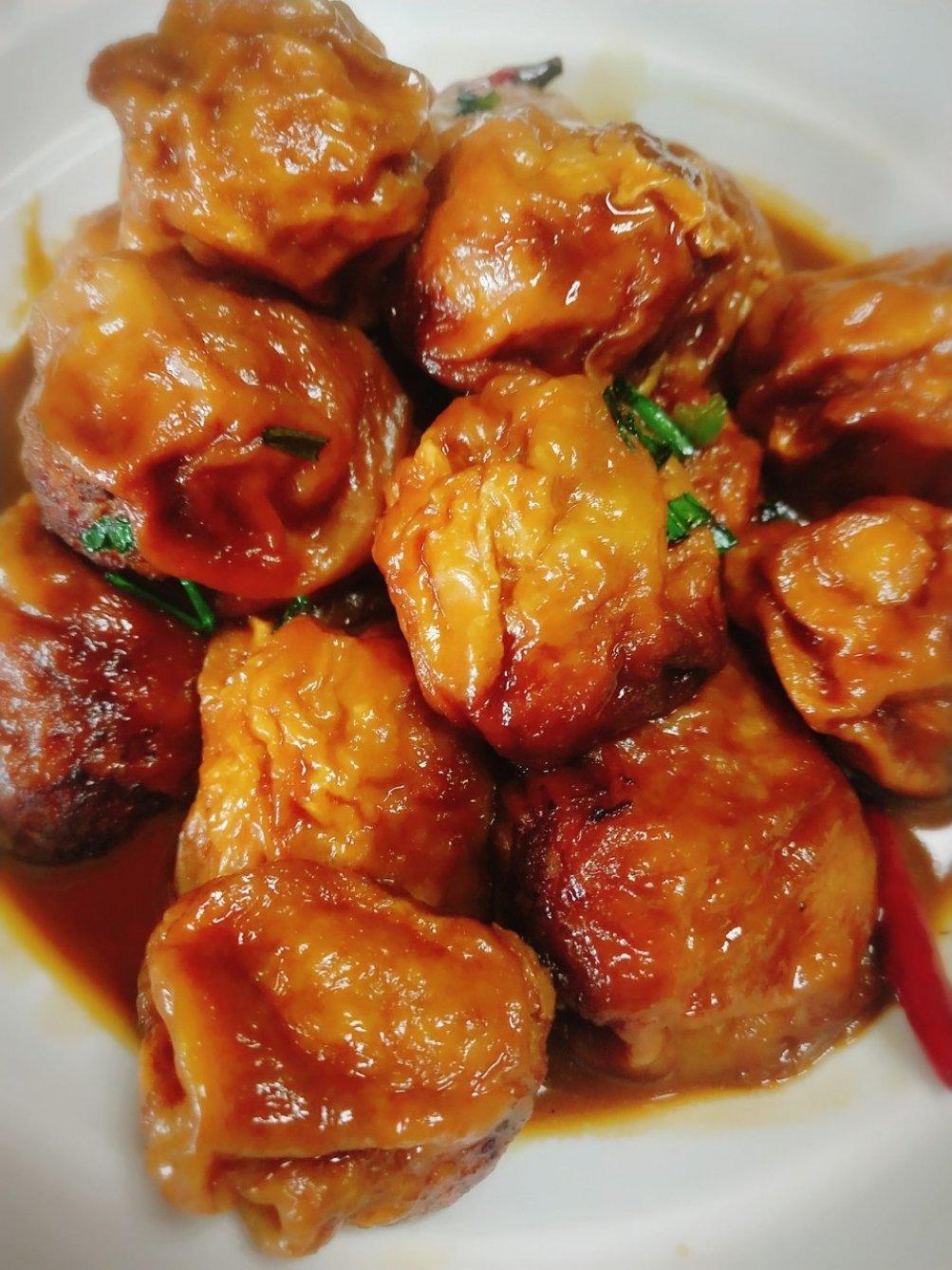 红烧油面筋塞肉