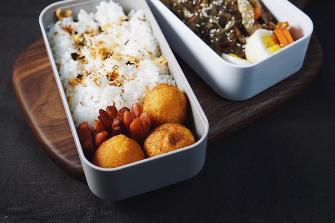 便当 -日式牛肉丼+奶香芝心南瓜球