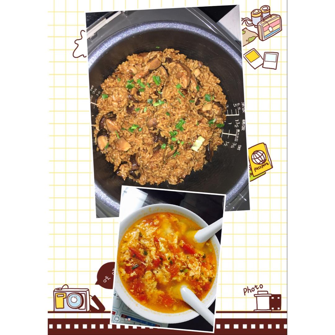 酱油肉香菇焖饭