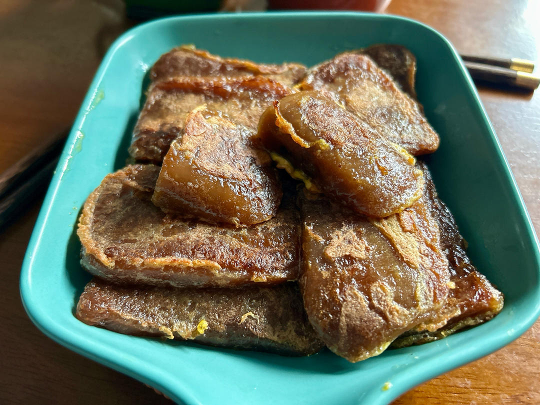 鸡蛋液煎红糖年糕