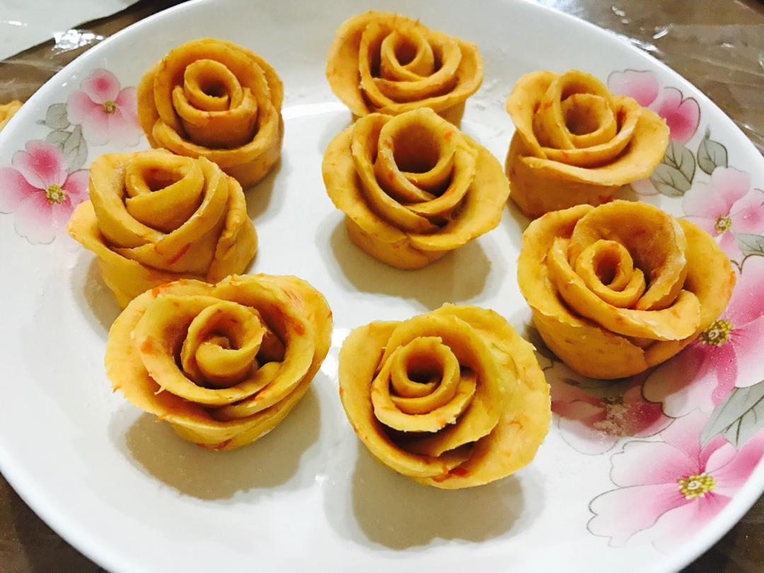 南瓜玫瑰馒头（一次发酵法）