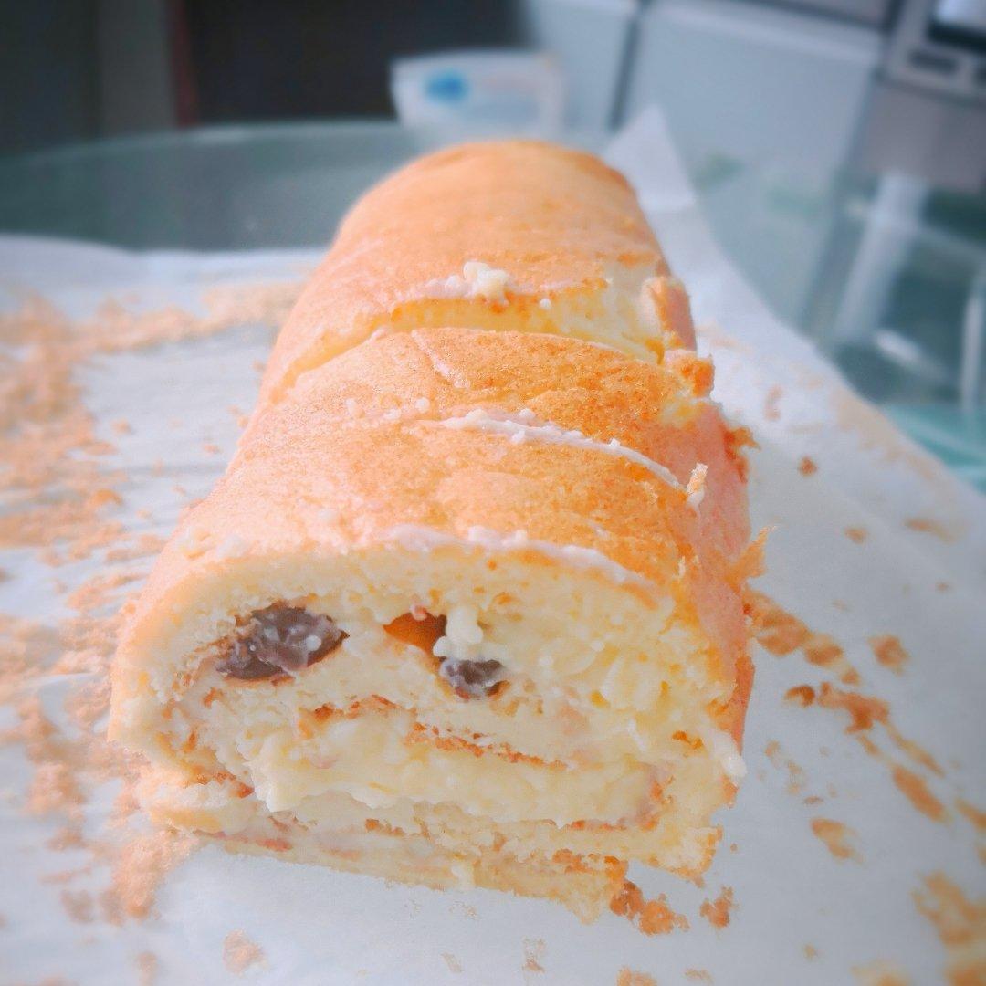材料最简单的【低卡蛋糕卷】卡仕达戚风卷