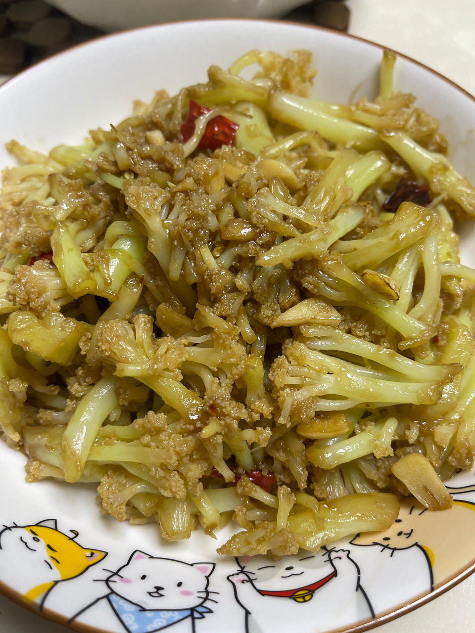 家常素炒菜花，清脆！