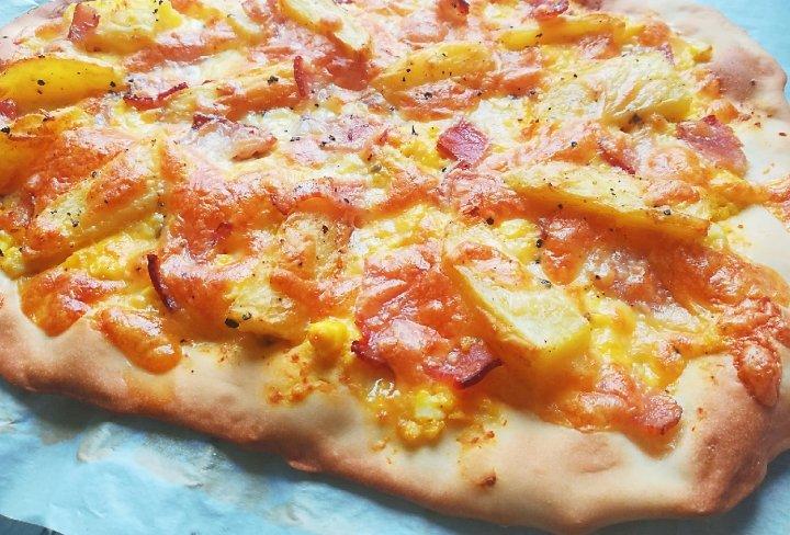 教你在家DIY必胜客黄金薯角培根披萨！