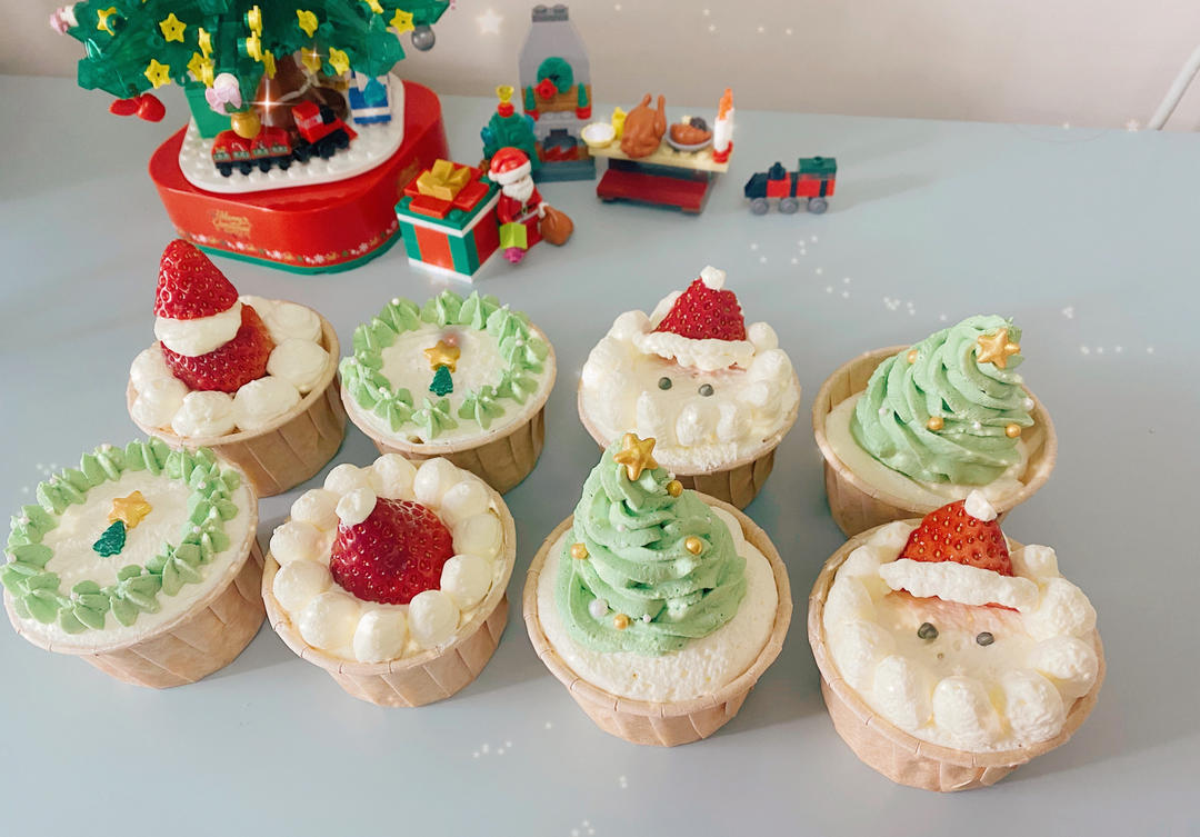 超可爱圣诞主题纸杯蛋糕🎄一次学会9种❗️