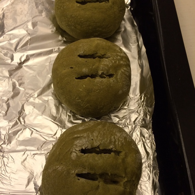 抹茶豆沙小面包（无油脂）