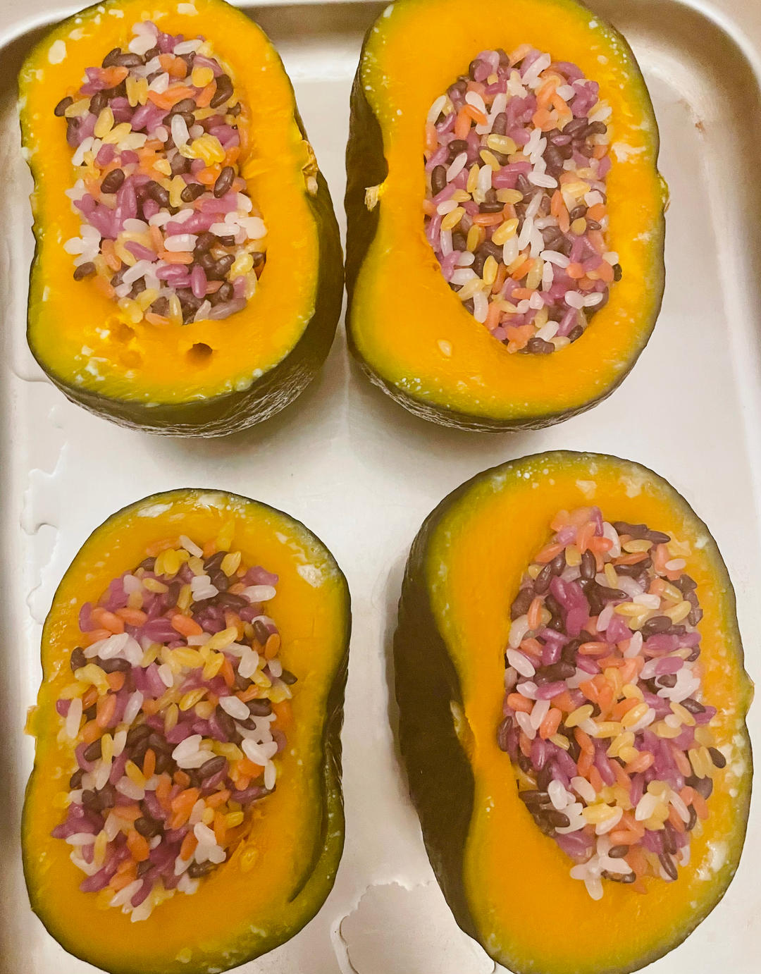 蜜豆彩米蒸南瓜🎃