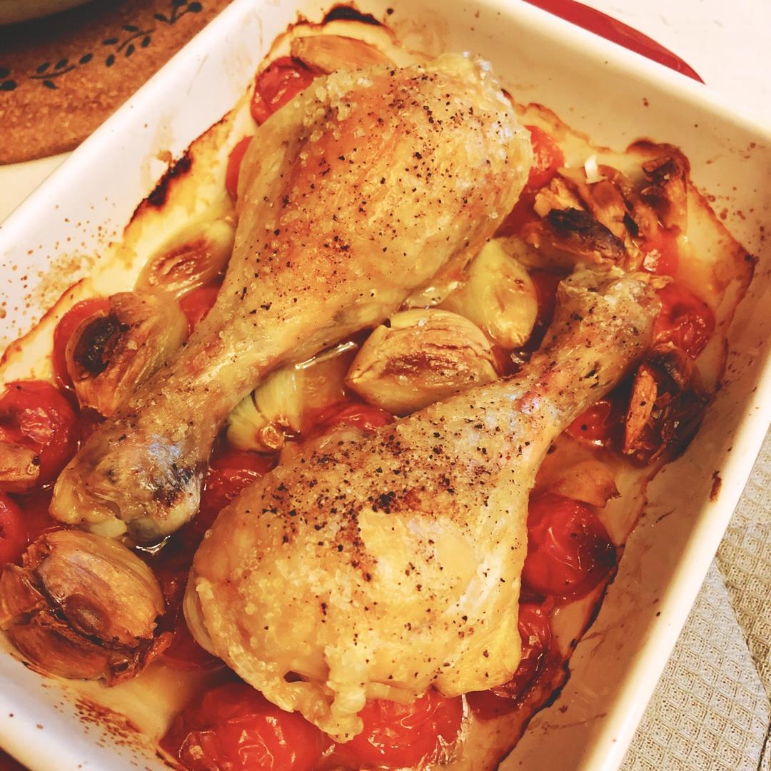 香蒜蕃茄烤鸡腿