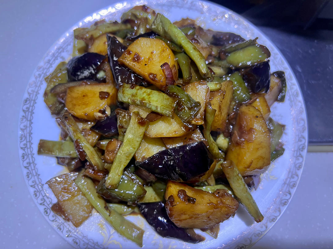 下饭菜 缸豆炒茄子