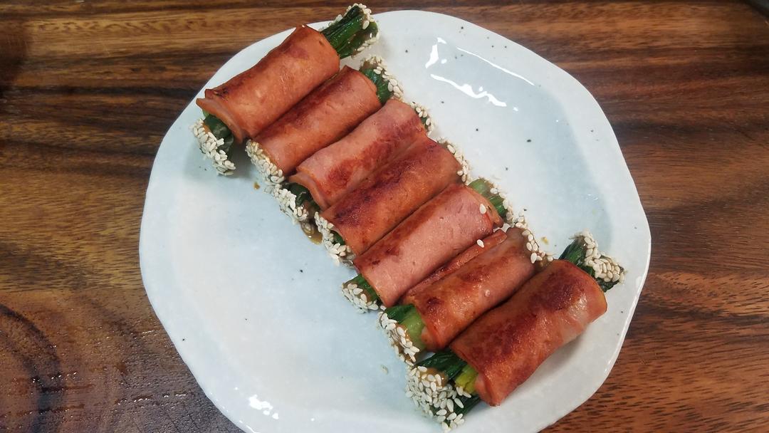 简单美味麻酱菠菜培根卷