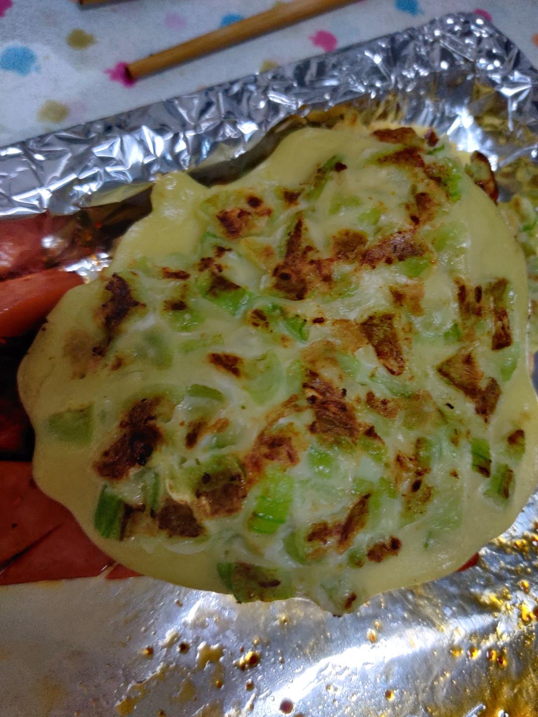 外婆从小吃到大的绿油油的丝瓜饼