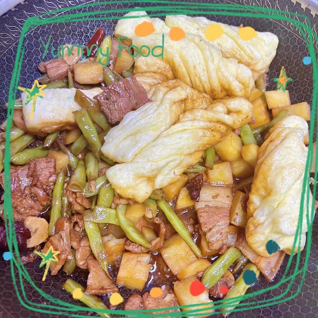 菜饭一锅出豆角焖卷子（发面卷子）