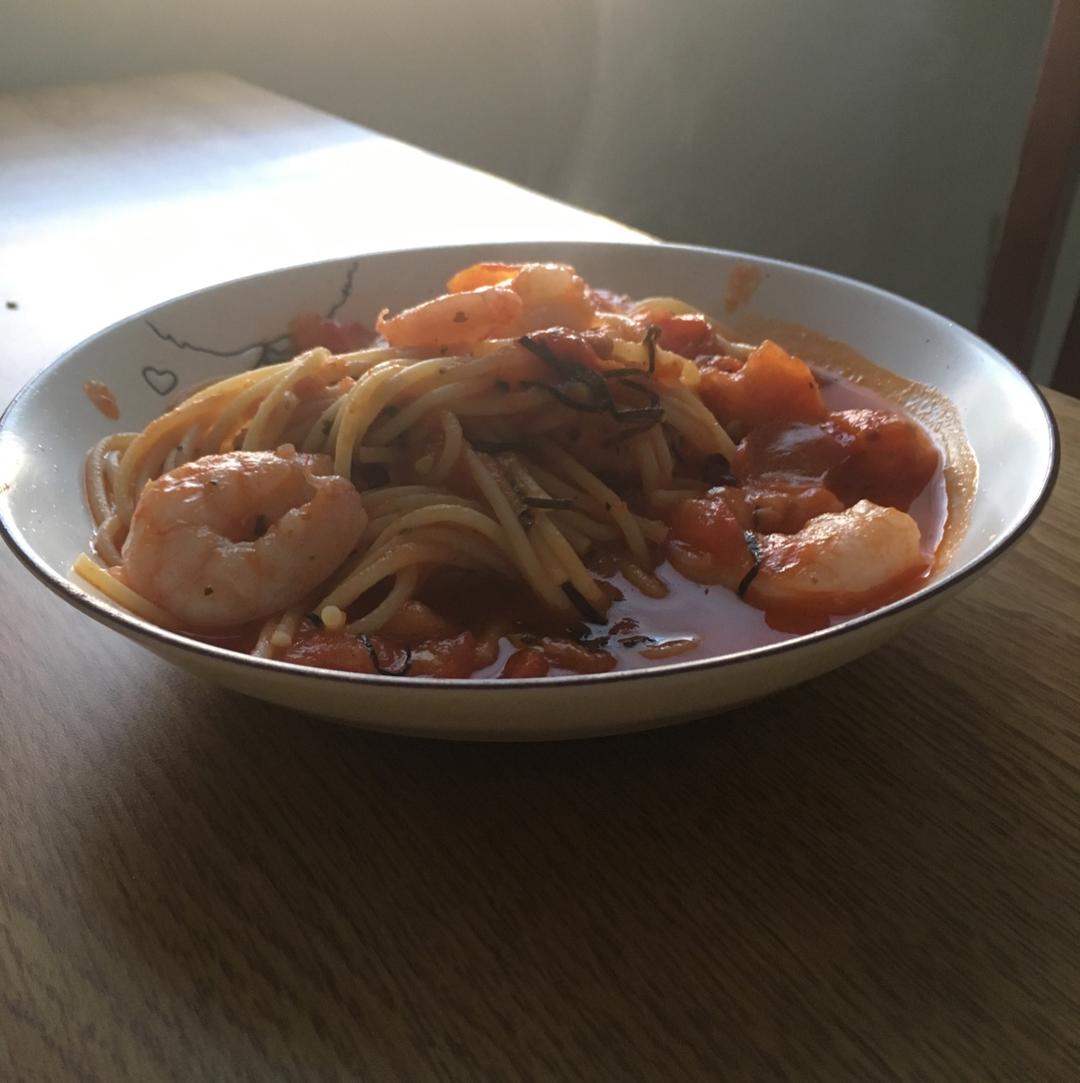 虾仁番茄意大利面
