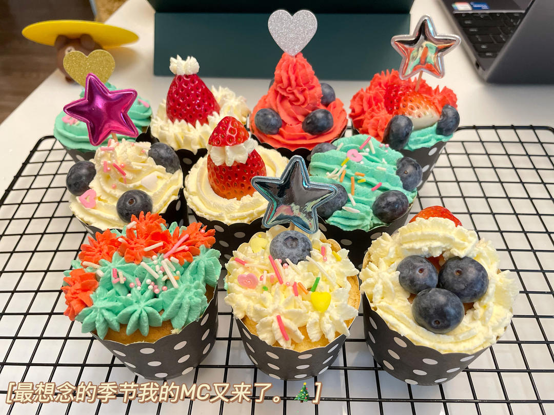 超可爱圣诞主题纸杯蛋糕🎄一次学会9种❗️