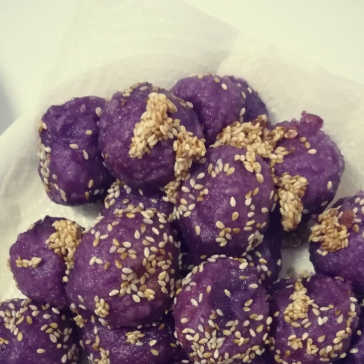 芝麻紫薯圆子