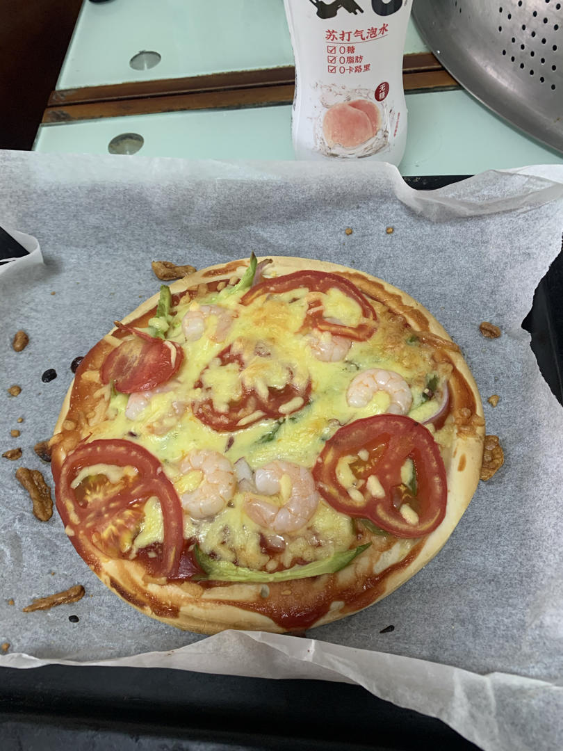 鲜虾🍤培根披萨🍕“内附敲好吃的饼皮做法”