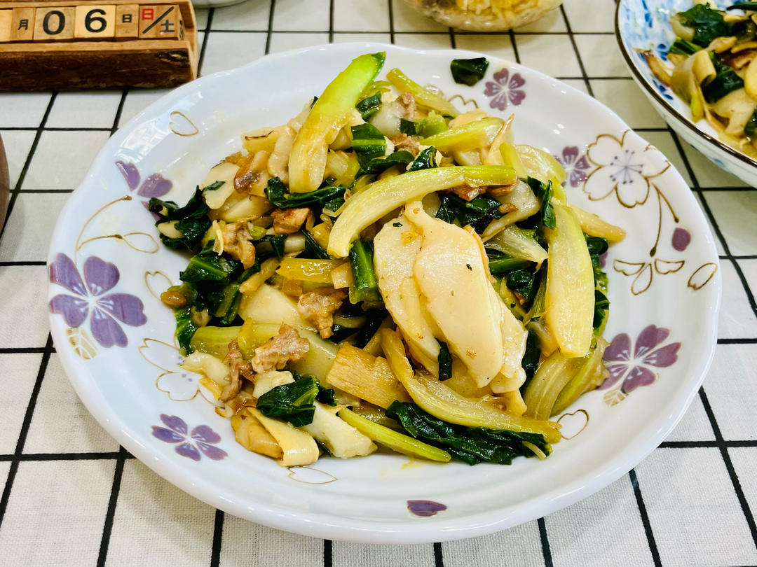 青菜肉片笋炒年糕