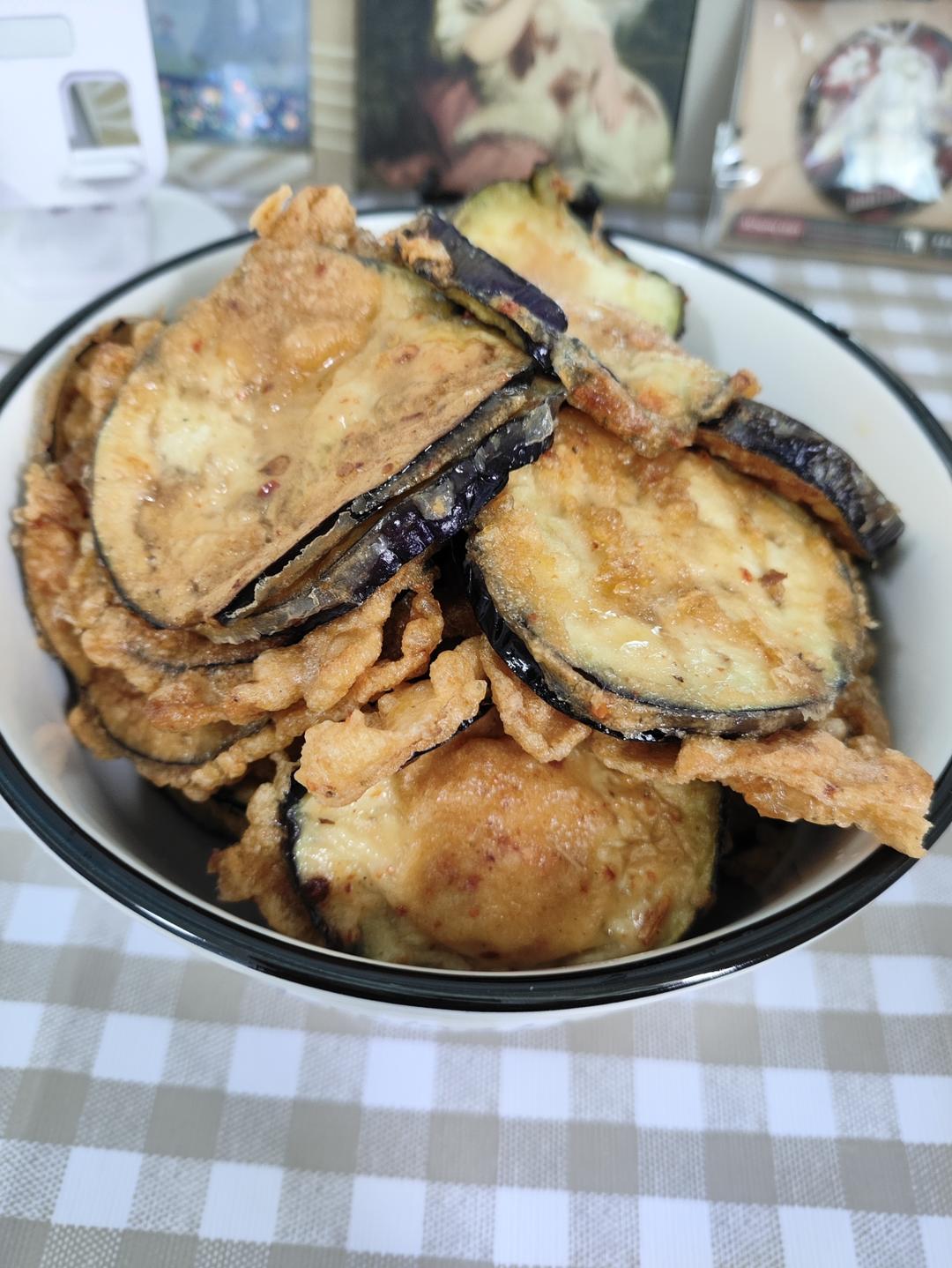 油炸茄子片(油炸茄子、金灿灿、外焦里嫩)