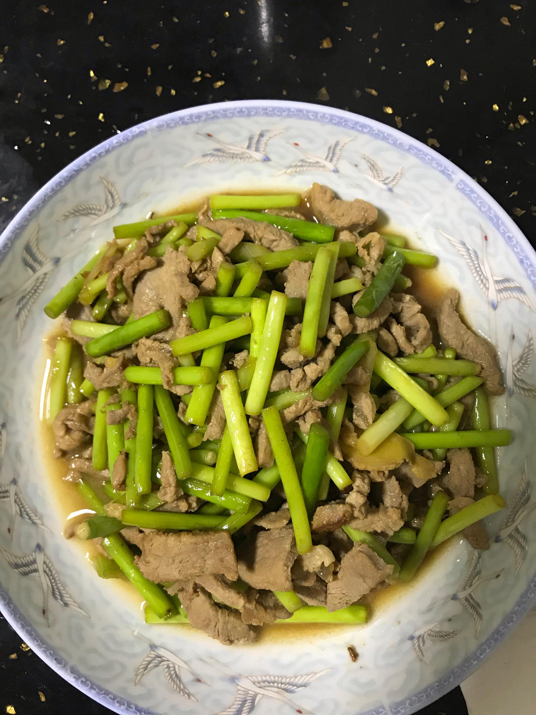 家常蒜苔肉丝