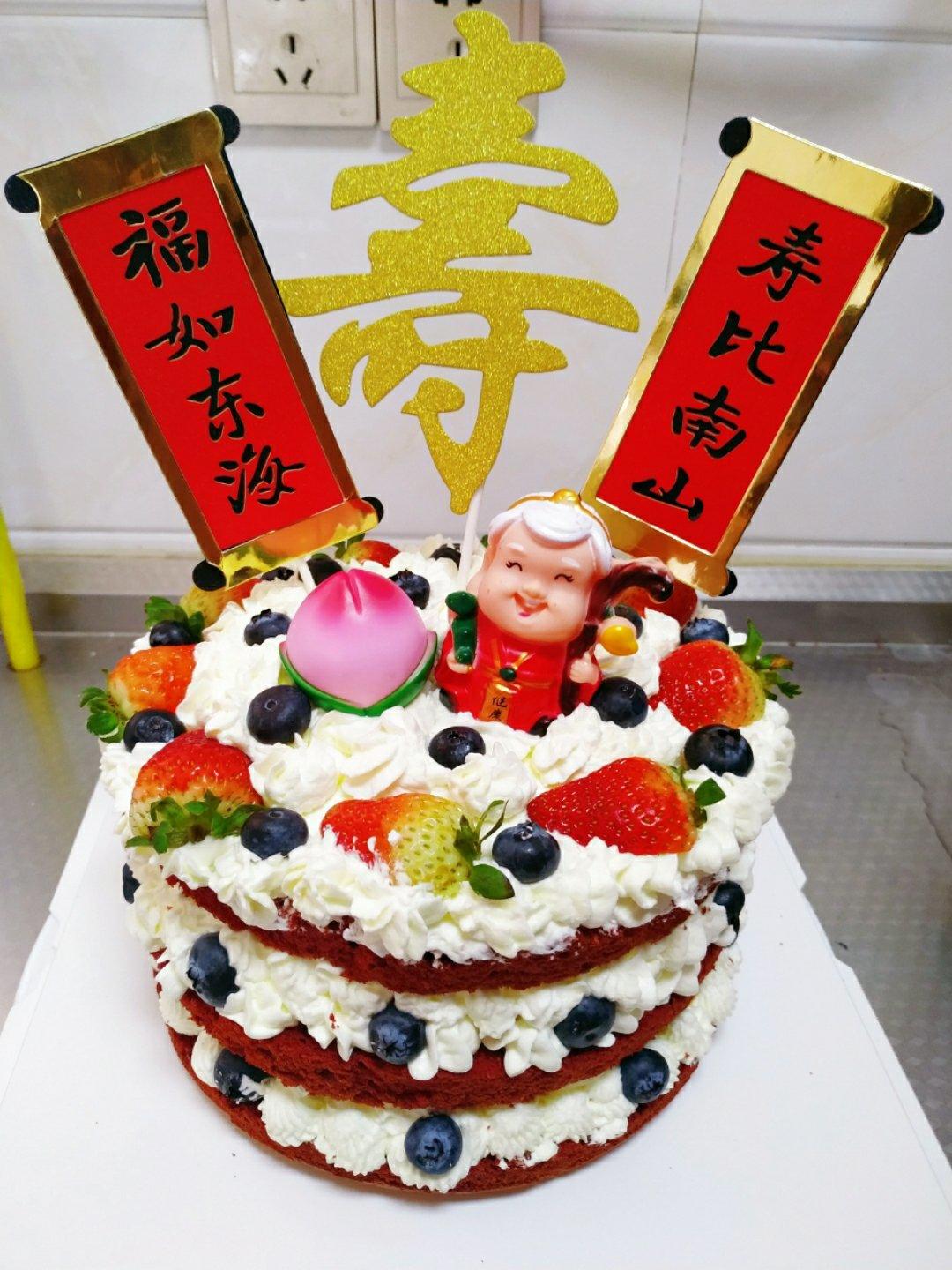 圣诞草莓雪人 红丝绒戚风裸蛋糕