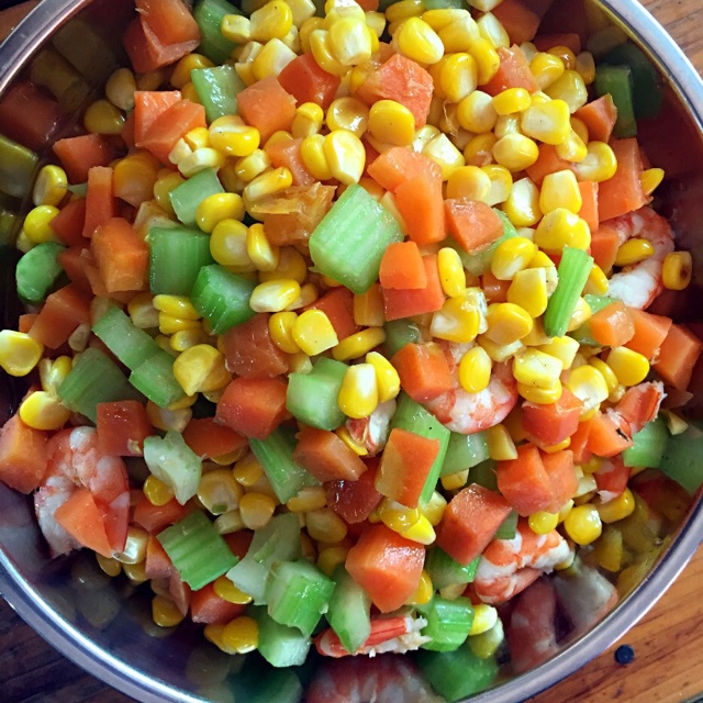 胡萝卜玉米笋炒火腿