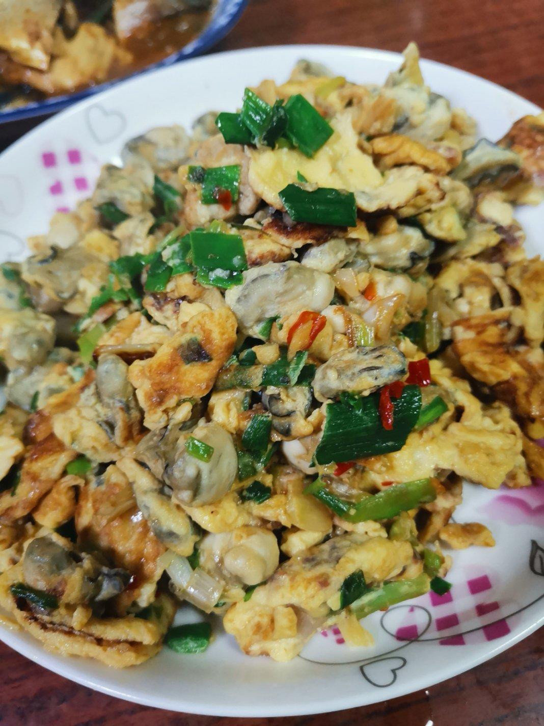 葱花海蛎炒鸡蛋